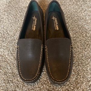 Brown leather driving moccasins